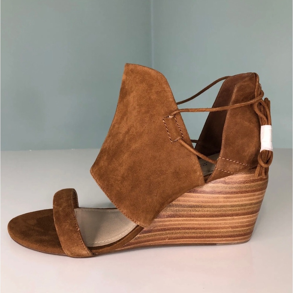 Anthropologie Kelsi Dagger Wedge Sandals Brown Leather Open Toe Size 11 New